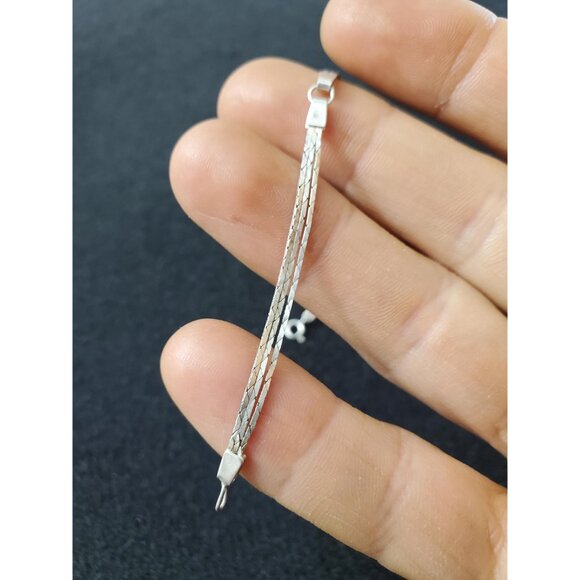 Silver 925 Chain bracelet-Twist Rope Dainty Snake Chain- Herringbone bracelet - Picture 4 of 10